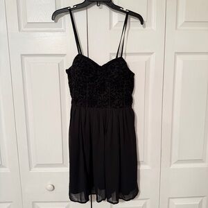 B.O.G. Collective Dress Womens L Black Velvet Chiffon Fit & Flare Whimsigoth